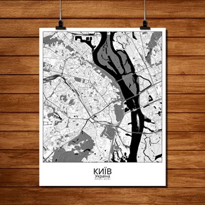Kiev carte ville city map n&b