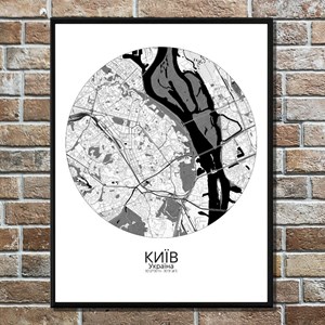 Kiev carte ville city map rond