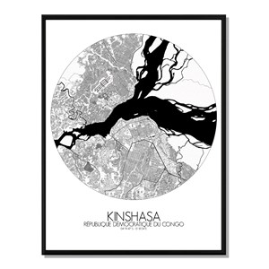 Kinshasa carte ville city map rond