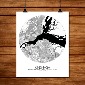 Kinshasa carte ville city map rond
