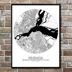 Kinshasa carte ville city map rond