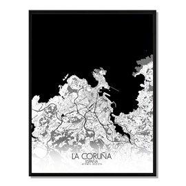 La corogne carte ville city map n&b