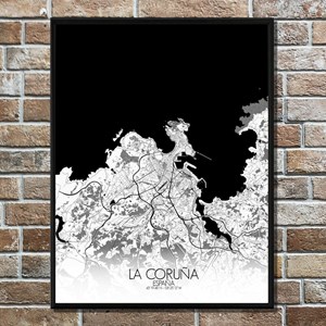 La corogne carte ville city map n&b