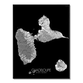 Guadeloupe carte ville city map n&b