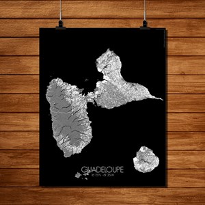 Guadeloupe carte ville city map n&b