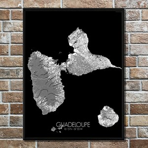 Guadeloupe carte ville city map n&b