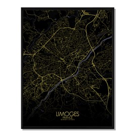 Limoges carte ville city map nuit