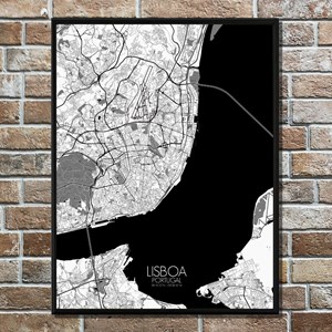 Lisbonne carte ville city map n&b
