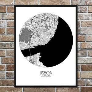 Lisbonne carte ville city map rond