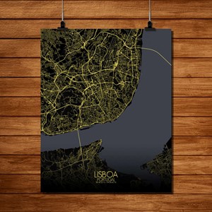 Lisbonne carte ville city map nuit
