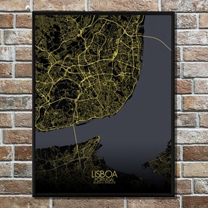Lisbonne carte ville city map nuit