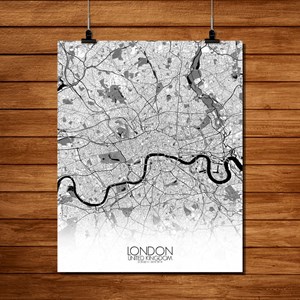 Londres carte ville city map n&b