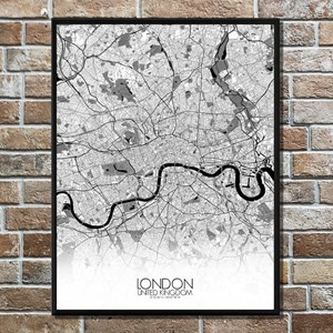 Londres carte ville city map n&b