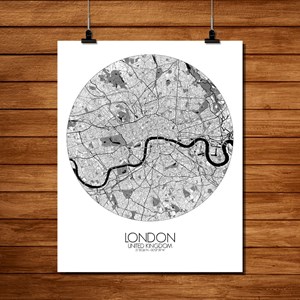Londres carte ville city map rond