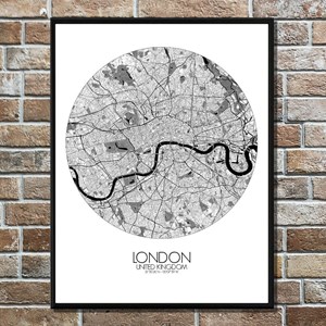 Londres carte ville city map rond