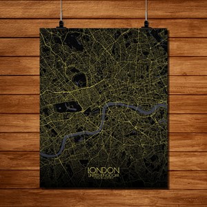 Londres carte ville city map nuit