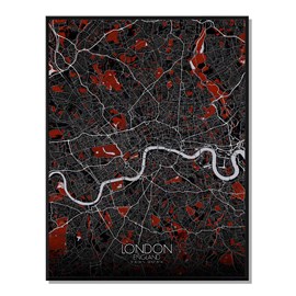 Londres carte ville city map rouge