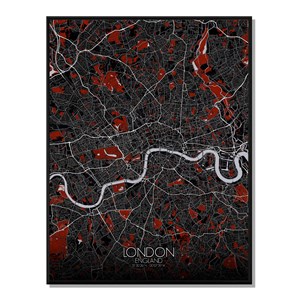 Londres carte ville city map rouge