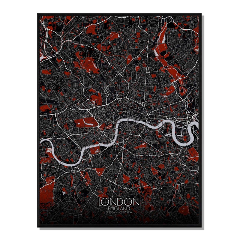 Mapospheres - Londres carte ville city map rouge