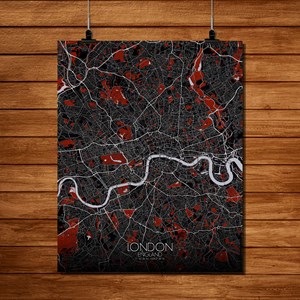 Londres carte ville city map rouge