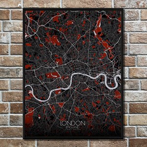 Londres carte ville city map rouge