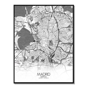Madrid carte ville city map n&b