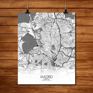 Madrid carte ville city map n&b