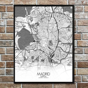 Madrid carte ville city map n&b