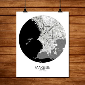 Marseille carte ville city map rond
