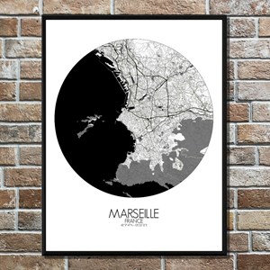 Marseille carte ville city map rond