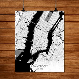 New york carte ville city map n&b