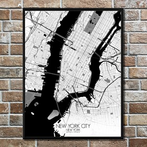 New york carte ville city map n&b