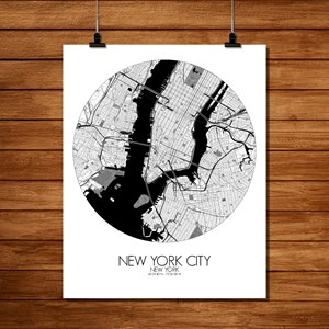New york carte ville city map rond