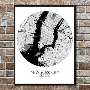 New york carte ville city map rond