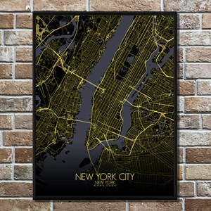 New york carte ville city map nuit