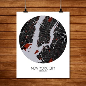 New york carte ville city map rouge