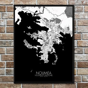 Noumea carte ville city map n&b