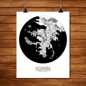 Noumea carte ville city map rond
