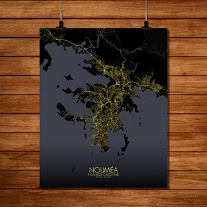 Noumea carte ville city map nuit