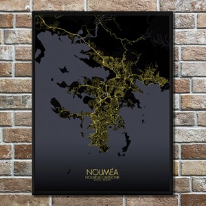 Noumea carte ville city map nuit