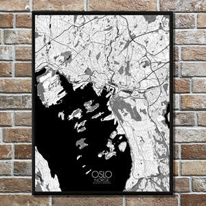 Oslo carte ville city map n&b