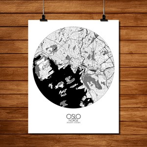 Oslo carte ville city map rond