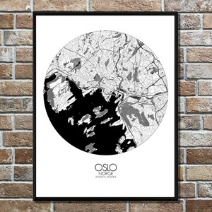 Oslo carte ville city map rond