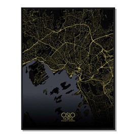 Oslo carte ville city map nuit