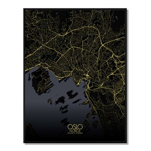Oslo carte ville city map nuit