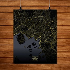 Oslo carte ville city map nuit