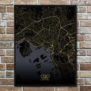 Oslo carte ville city map nuit