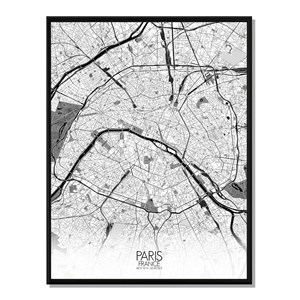 Paris carte ville city map n&b