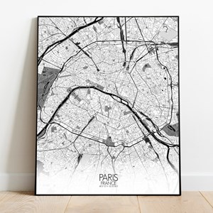 Paris carte ville city map n&b