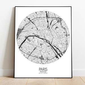 Paris carte ville city map rond